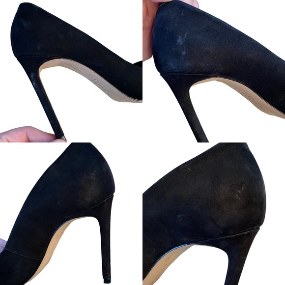 Schutz Lou Pump 4 inch stiletto heel pointed toe low vamp suede black 6.5 - Picture 13 of 16